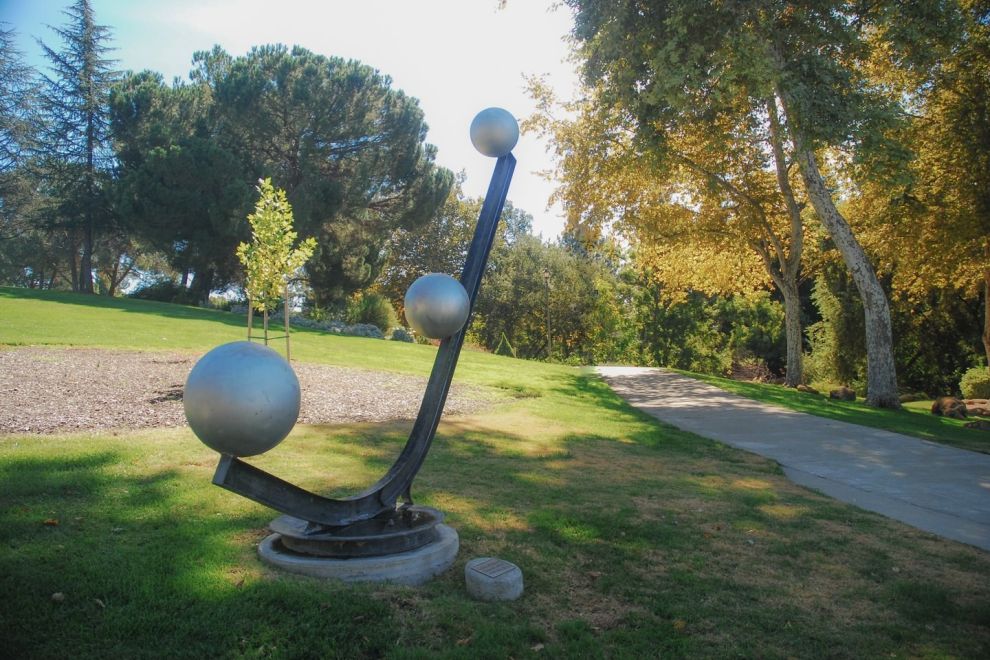 Pinball sculpture in Andrews Park