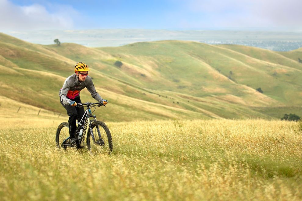 Mountain biker in the Lagoon Valley hills
