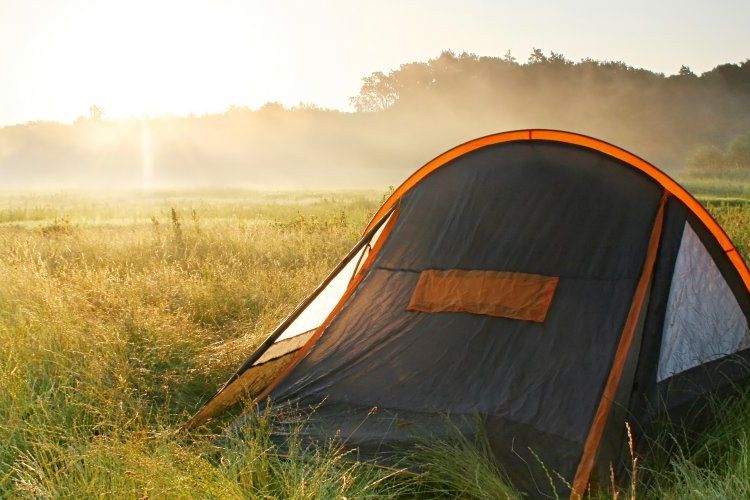 Camping in a tent