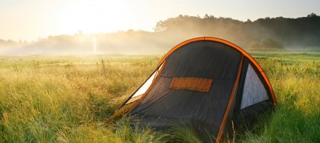 Camping in a tent