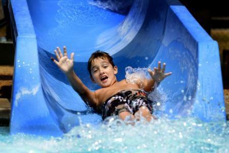 boy on a water slide