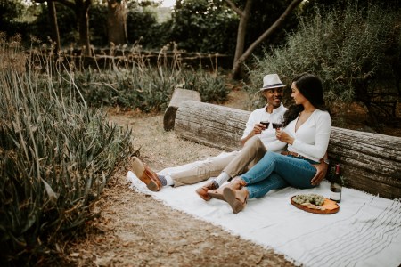 Man and woman having a picnic