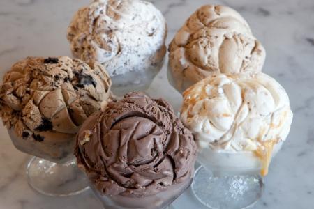 four bowls of ice cream