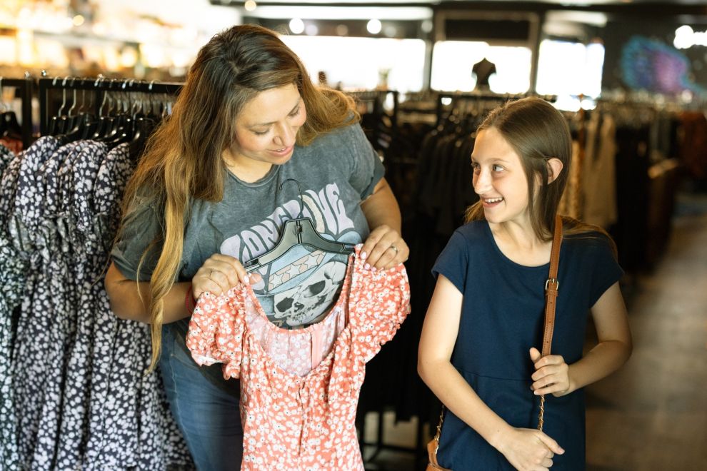 Mom and daughter shopping